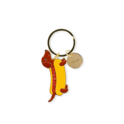 PORTACHIAVI IN METALLO SMALTATO LEGAMI - WHAT A KEY RING - BASSOTTO