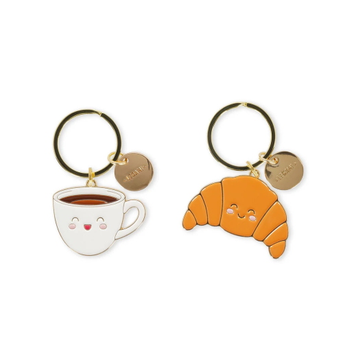 PORTACHIAVI DI COPPIA IN METALLO SMALTATO LEGAMI - WHAT A KEY RING - BREAKFAST