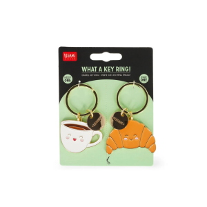 PORTACHIAVI DI COPPIA IN METALLO SMALTATO LEGAMI - WHAT A KEY RING - BREAKFAST