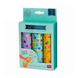 SET DI 3 MINI CANNONI SPARACORIANDOLI LEGAMI - PARTY POPPERS 