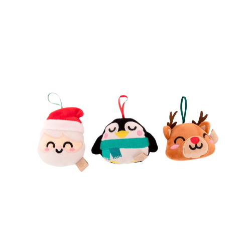 SET DI 3 DECORAZIONI NATALIZIE PER UN ALBERO DA SOGNO -BABBO, PINGUINO E RENNA