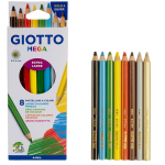 SCATOLA 8 MATITE COLORATE MEGA - 6 COLORI 1 SILVER + 1 GOLD