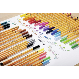 SCATOLA IN METALLO 50 PENNARELLI FINELINER STABILO POINT 88