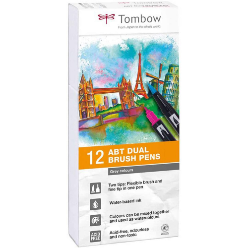 SET 12 PZ. DUAL BRUSH - SCALA DI GRIGIO (10 + 2 OMAGGIO)