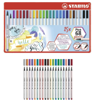 SCATOLA IN METALLO 25 PENNARELLI PEN 68 BRUSH STABILO 