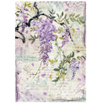 CARTA DI RISO DECOUPAGE STAMPERIA A4 - GLICINE