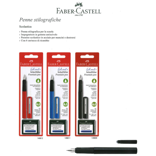 Cartolibreria L'Idea  PENNA STILOGRAFICA + 6 RICARICHE FABER CASTELL-  FUSTO ROSSO - FABER-CASTELL