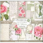 BLOCCO 10 FOGLI DA SCRAPBOOKING DOUBLE-FACE - LETTERE E FIORI