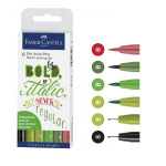 SET 6 PENNARELLI PITT ARTIST PEN TRATTI ASSORTITI VERDI FABER CASTELL