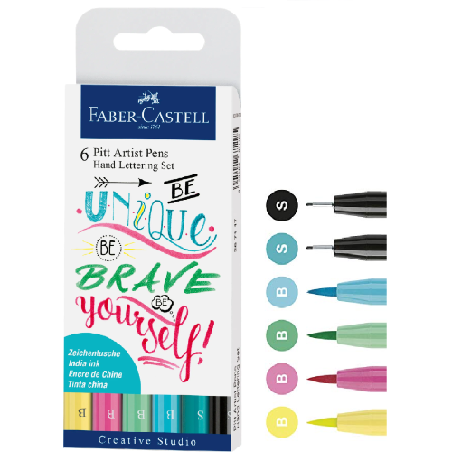 SET 6 PENNARELLI PITT ARTIST PEN TRATTI ASSORTITI VERDI FABER CASTELL