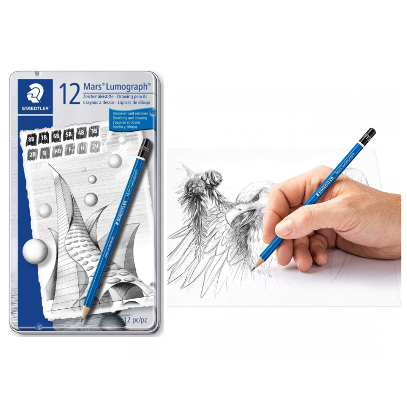 Staedtler Mars Lumograph Acquerello - Set 12 Matite 8B Per Disegno E Acquerello, Prodotto In Germania