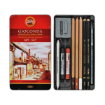 SET ARTE GIOCONDA PEZZI10 ASSORTITI SCATOLA IN METALLO KOH-I-NOOR
