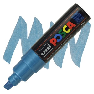 PENNARELLO PUNTA SCALPELLO GRANDE PC-8K UNIPOSCA - METAL BLUE