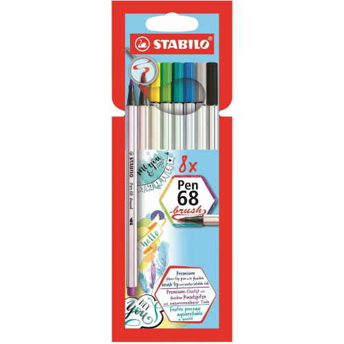 SCATOLA 8 PENNARELLI PEN 68 BRUSH STABILO 