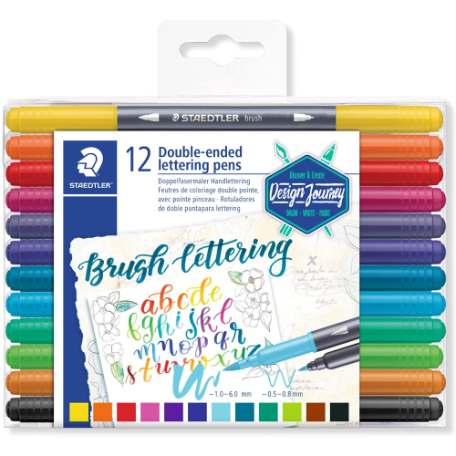 PENNARELLI BRUSH LETTERING DOPPIA PUNTA STAEDTLER -  CONF. 12 PEZZI