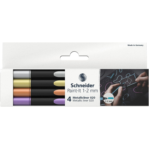 PENNARELLI SCHNEIDER PAINT IT METALLIC LINER 1-2 MM - CONF. 4 PEZZI