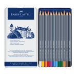 CONF IN METALLO DA 12 MATITE COLORATE ACQUERELLABILI GOLDFABER AQUA FABER CASTELL