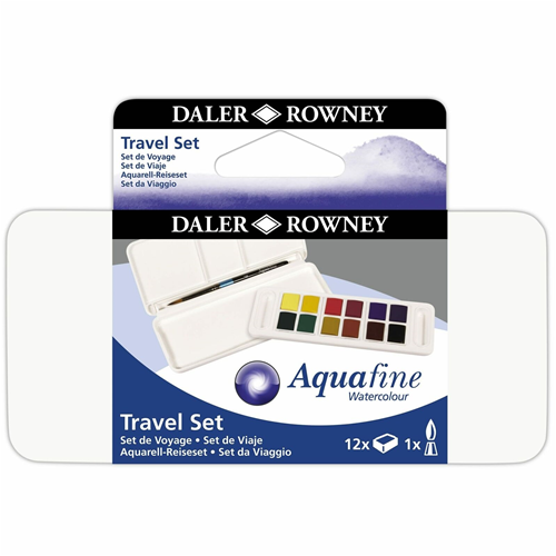 TRAVEL SET AQUAFINE WATERCOLOUR DALER ROWNEY - SET DA VIAGGIO ACQUERELLI - 12 PCS