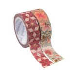 WASHI TAPE - SET 2 NASTRO ADESIVO - HISHI/FLOREALE FILIGRANATO AVORIO