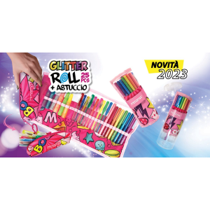 GLITTER ROLL CON ASTUCCIO 25 PEZZI - ROSA 