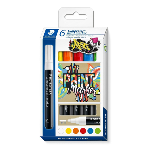SET 6 PENNARELLI STAEDTLER LUMOCOLOR A VERNICE ACRILICA 