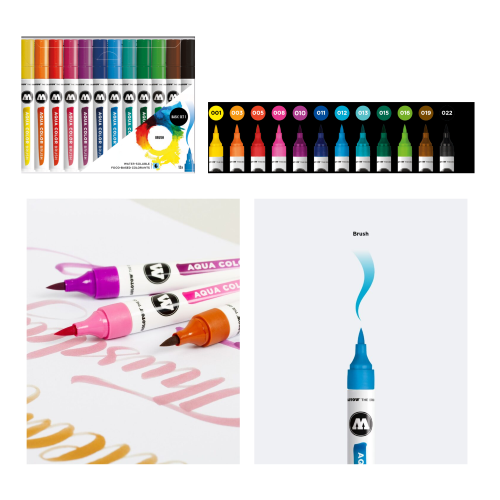 SET 12 MARKER AQUA COLOR BRUSH MOLOTOW