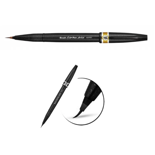 PENNARELLO BRUSH SIGN PEN ARTIST PENTEL- GIALLO OCRA