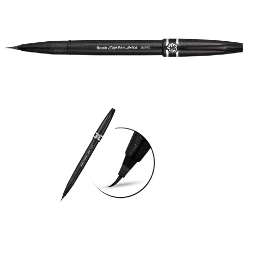 PENNARELLO BRUSH SIGN PEN ARTIST PENTEL- NERO