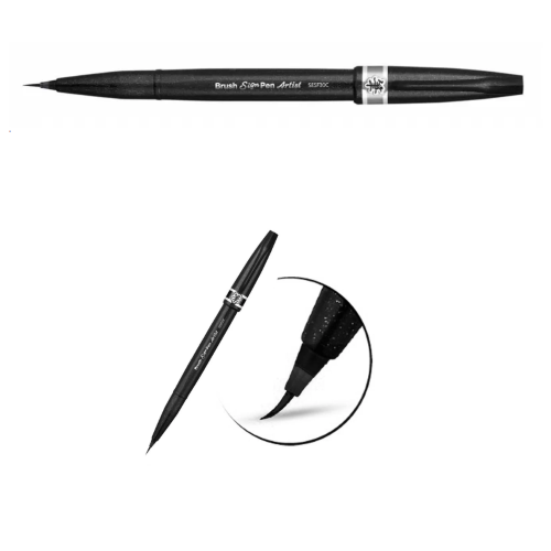 PENNARELLO BRUSH SIGN PEN ARTIST PENTEL - GRIGIO